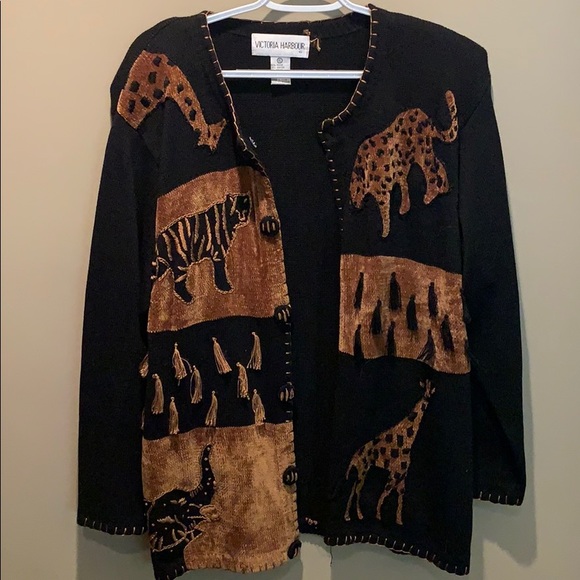 Victoria Harbour Sweaters - Vintage Victoria Harbour Chenille Safari Cardigan
